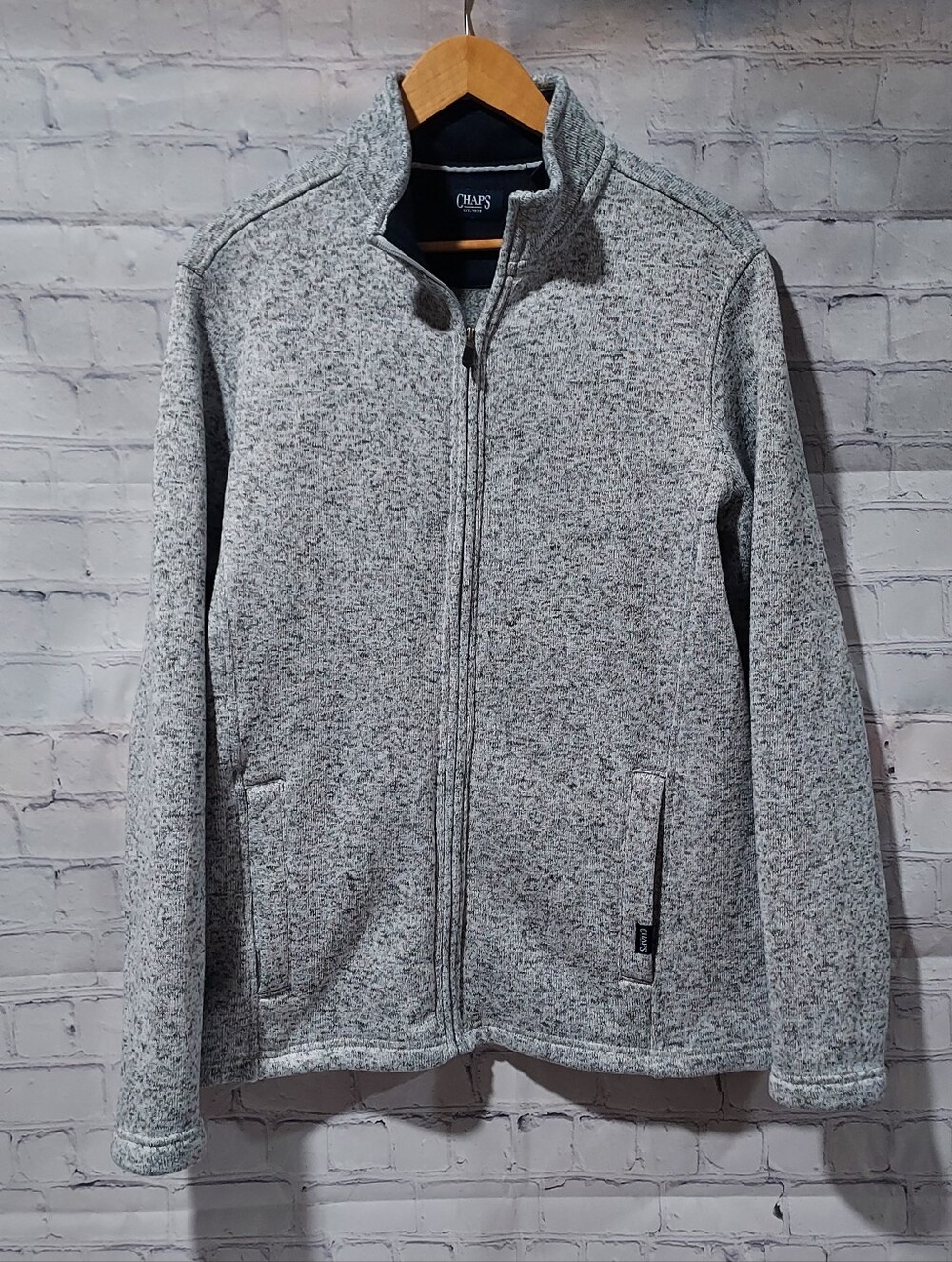 Chaps Mens Large Full Zip Gray Jacket Office Casual